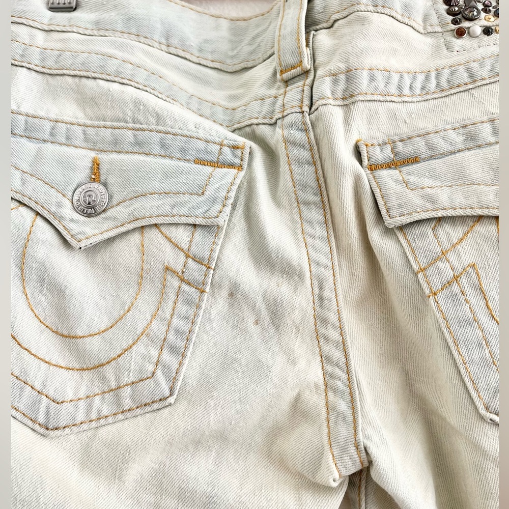 VTG RARE True Religion Billy Low Rise Diamond Stud Straight Leg Denim Jeans 27 - Picture 8 of 9